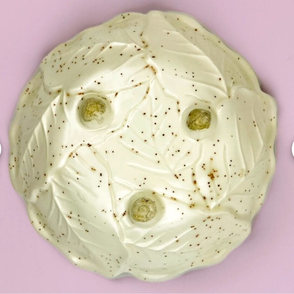 RARE FIND!! White Leaf Bowl Ceramic Studio Pottery Slipcast Handmade~Set of 2 - Picture 2 of 3